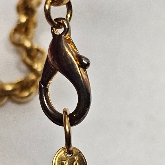 Signed POGGI Paris French Coutre Gold Tone Statement Necklace Pear Ball Drop - Picture 8 of 14